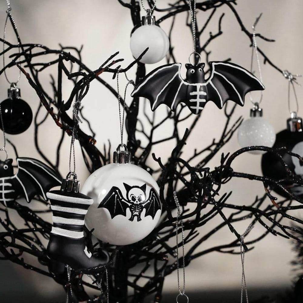 Halloween Skeleton Black and White Ornament Set - 