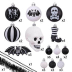 Halloween Skeleton Black and White Ornament Set - 