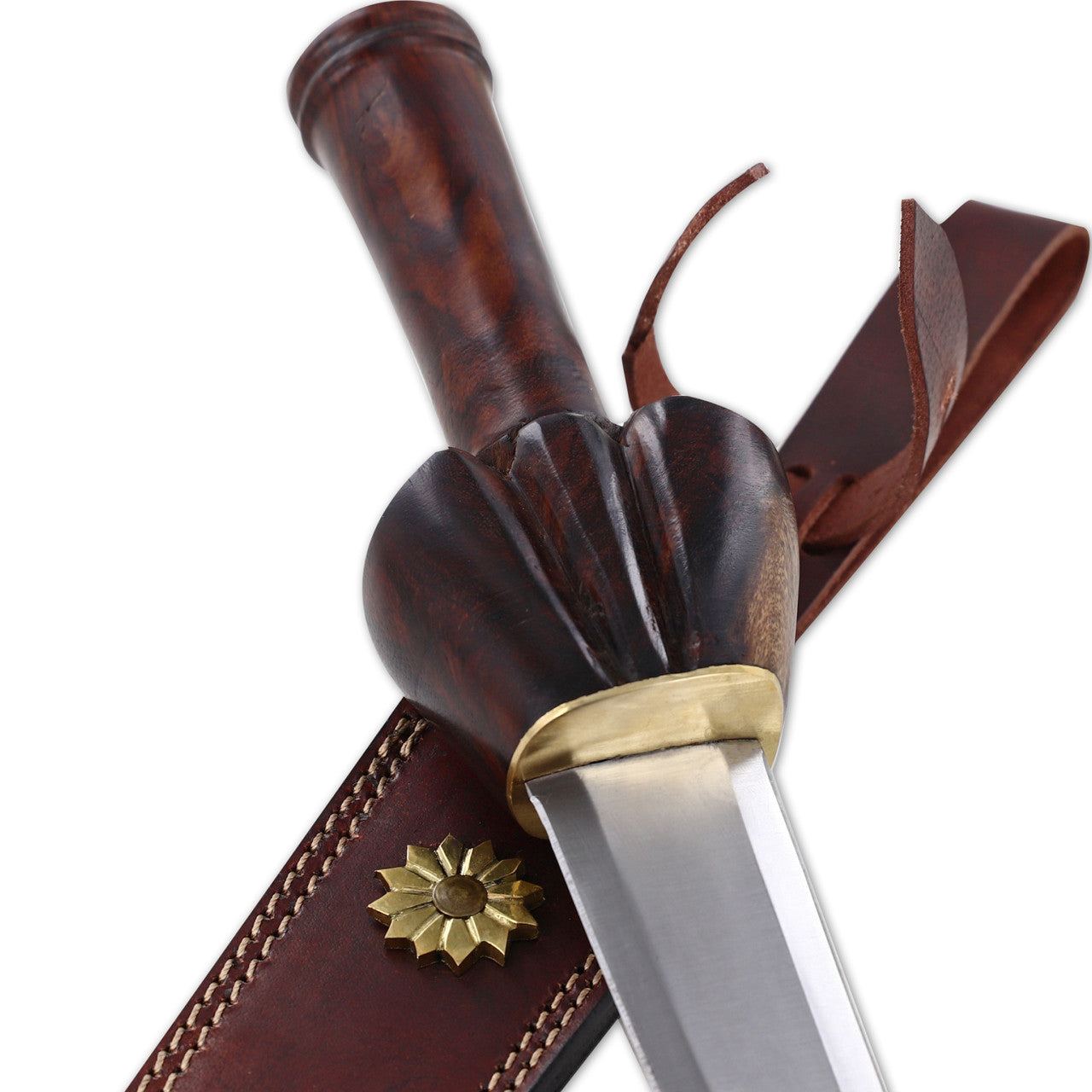 Hand Forged Medieval Style Bullock Dagger with Leather Sheath-4