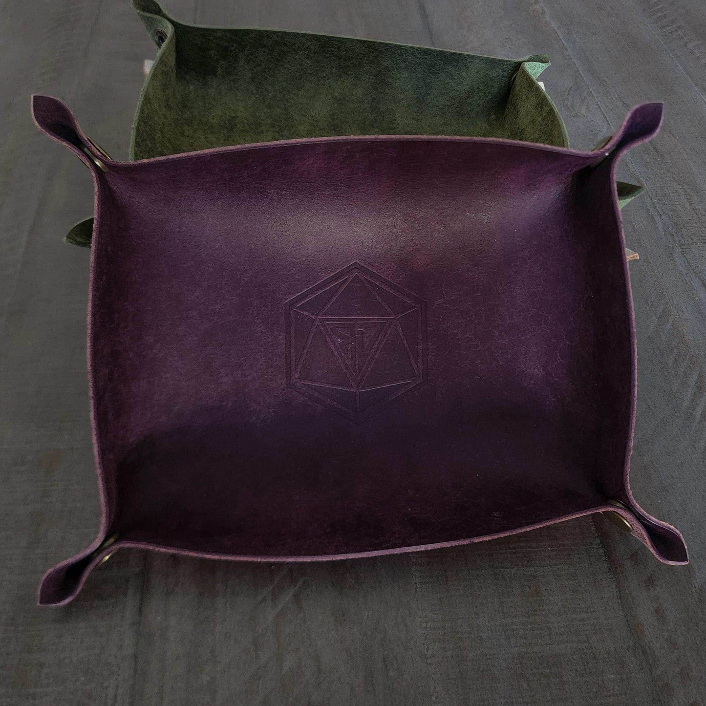 Hand Made Italian Purple Pueblo Leather DND Dice Tray - 