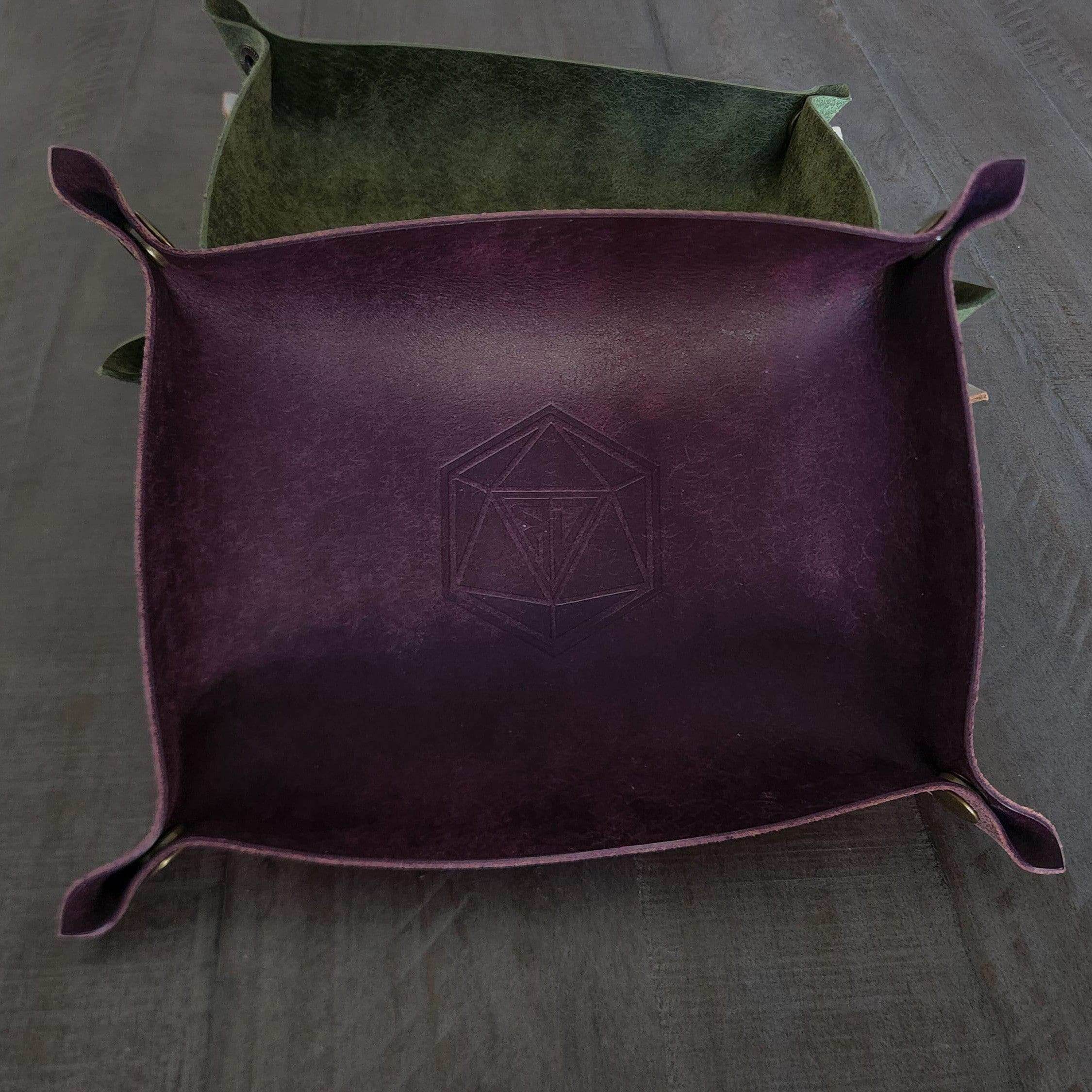 Hand Made Italian Purple Pueblo Leather DND Dice Tray - 