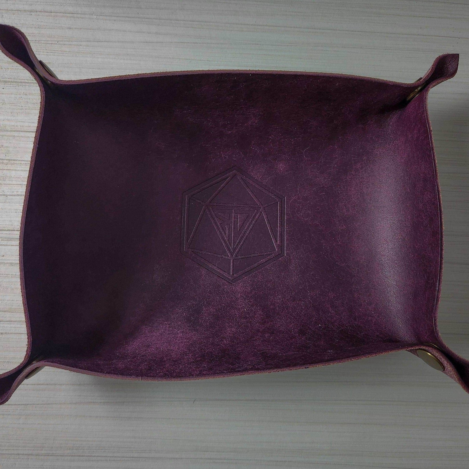 Hand Made Italian Purple Pueblo Leather DND Dice Tray - 