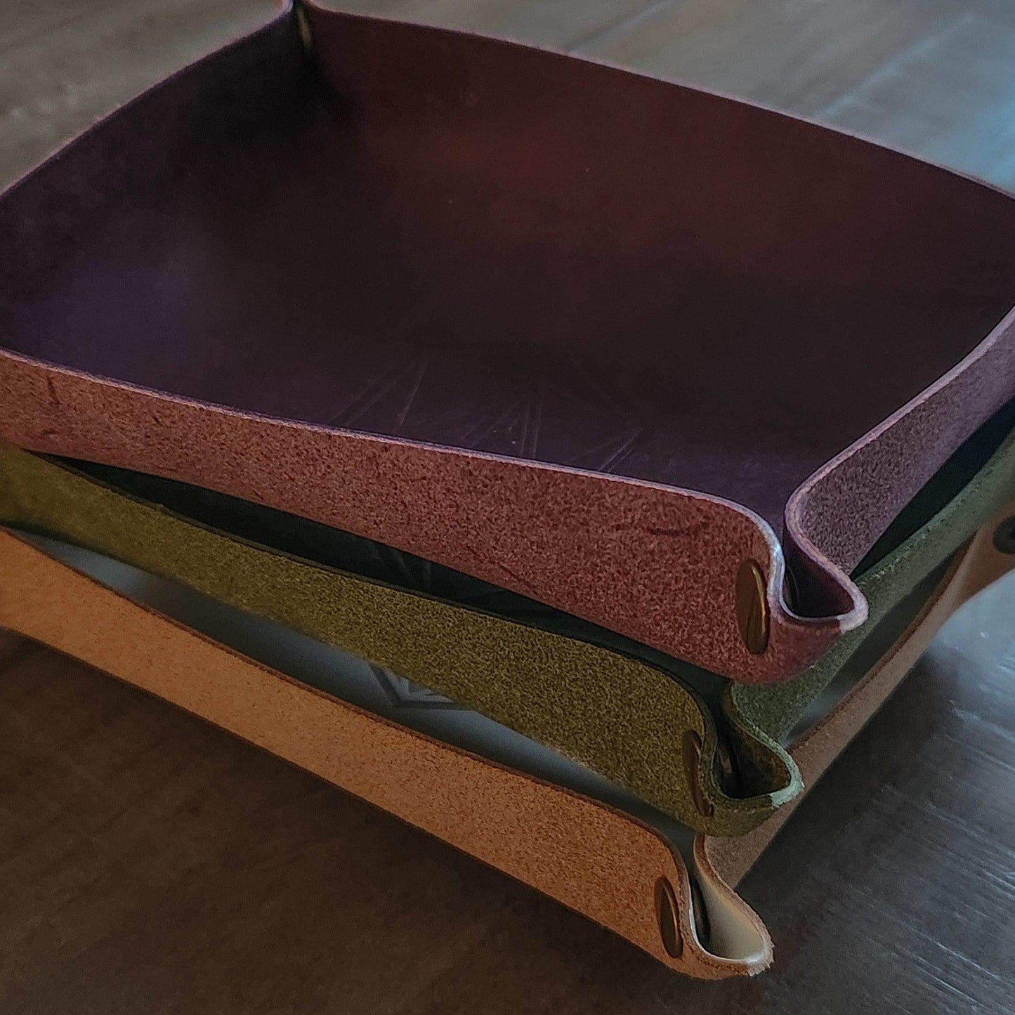 Hand Made Italian Purple Pueblo Leather DND Dice Tray - 