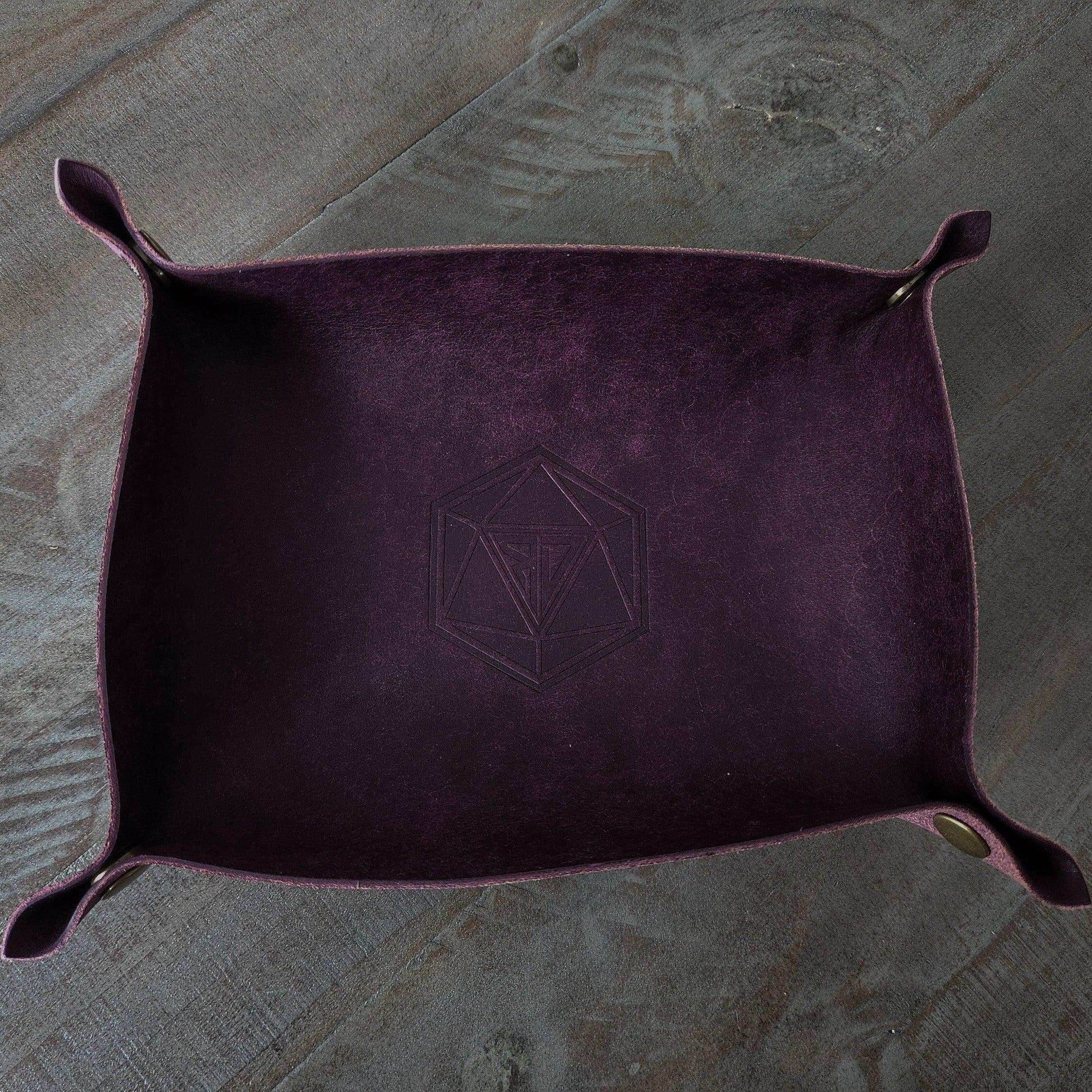 Hand Made Italian Purple Pueblo Leather DND Dice Tray - 