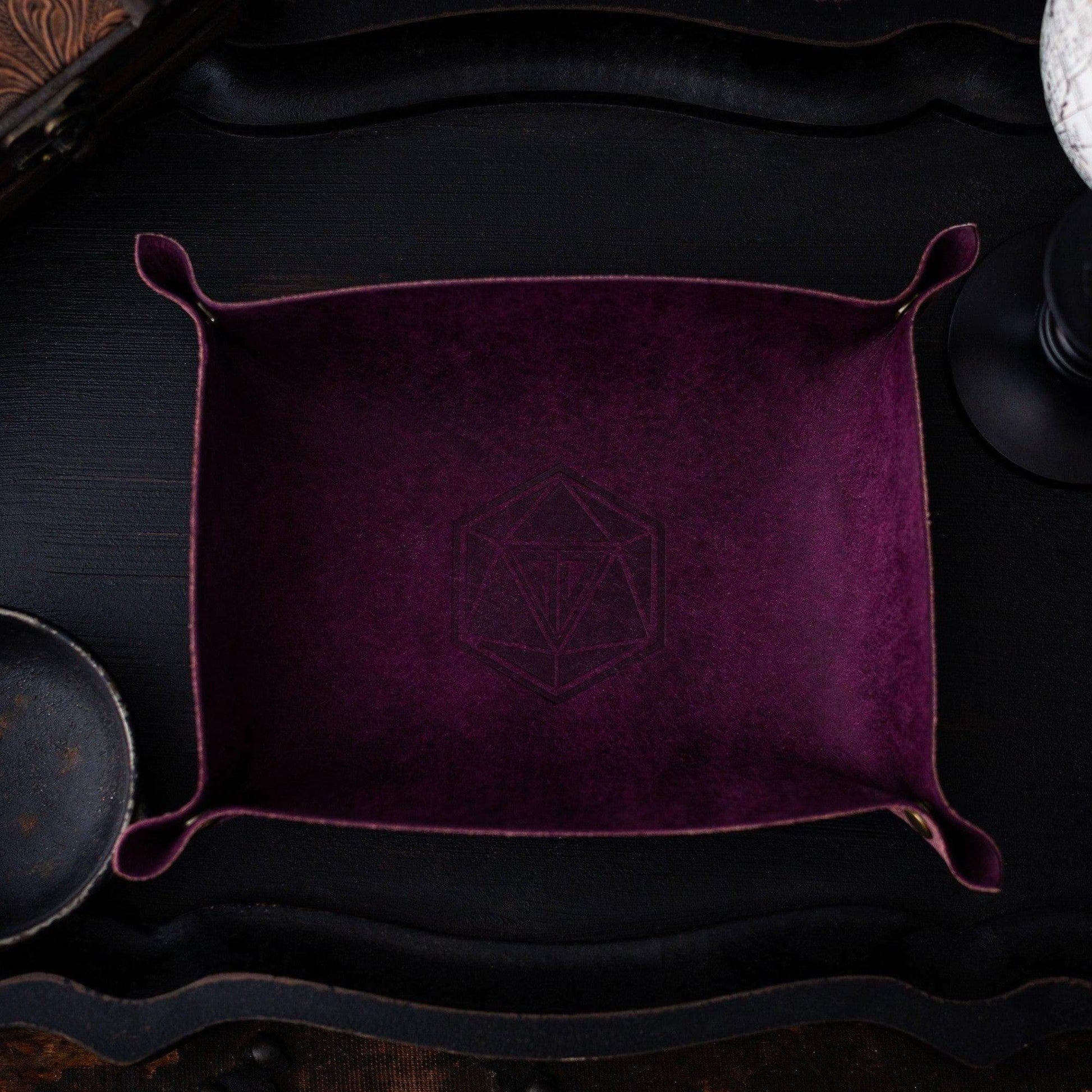 Hand Made Italian Purple Pueblo Leather DND Dice Tray - 