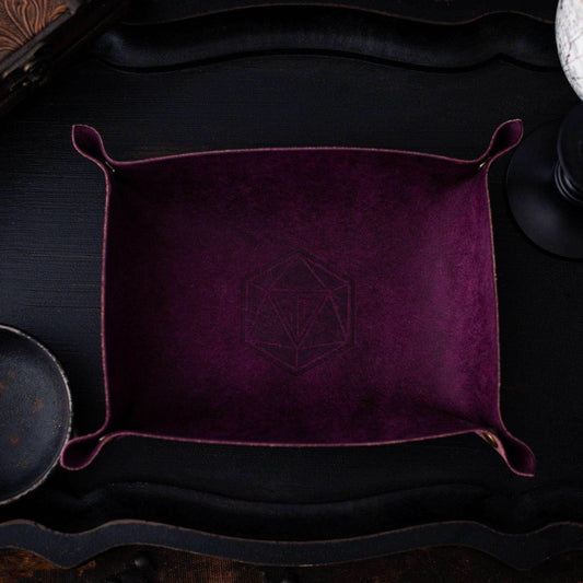 Hand Made Italian Purple Pueblo Leather DND Dice Tray - 