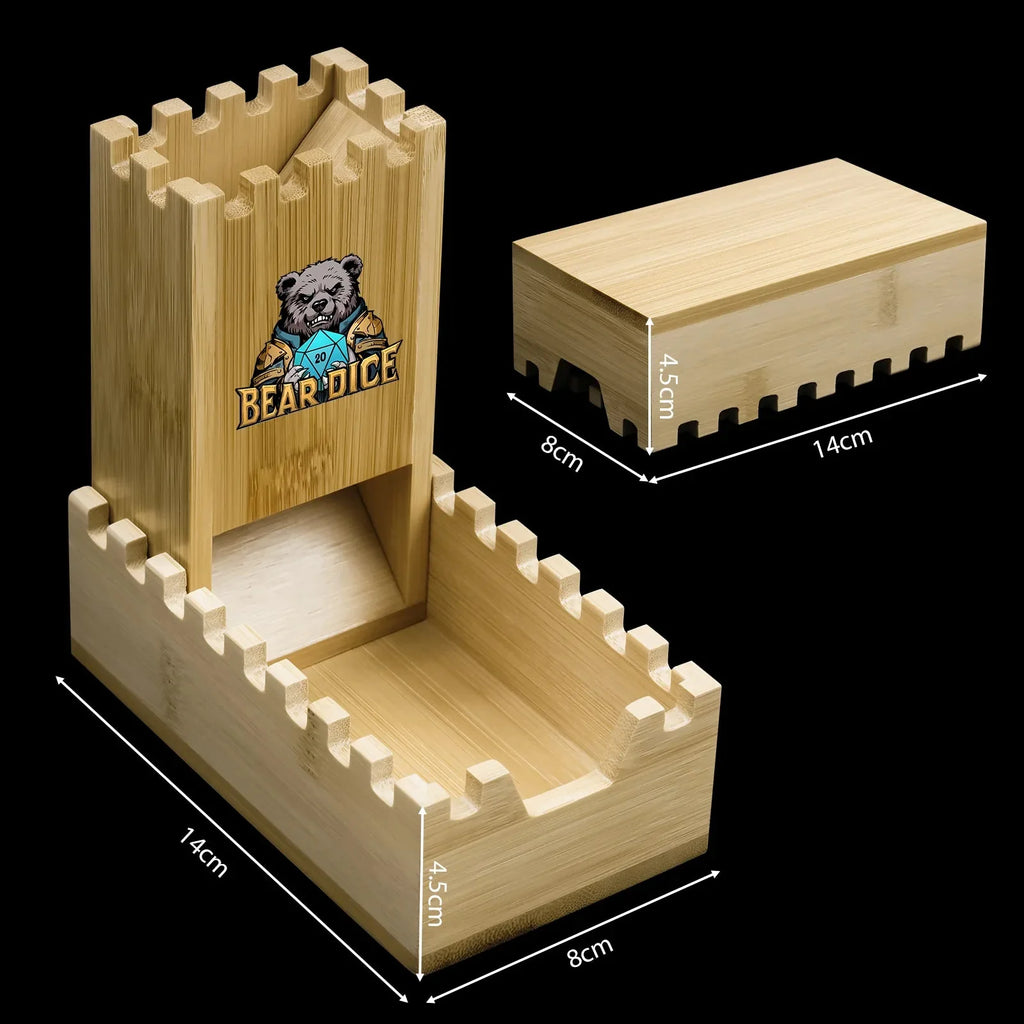 Portable Wooden DND Dice Tower Foldable Dice Rolling Tower with Magnets