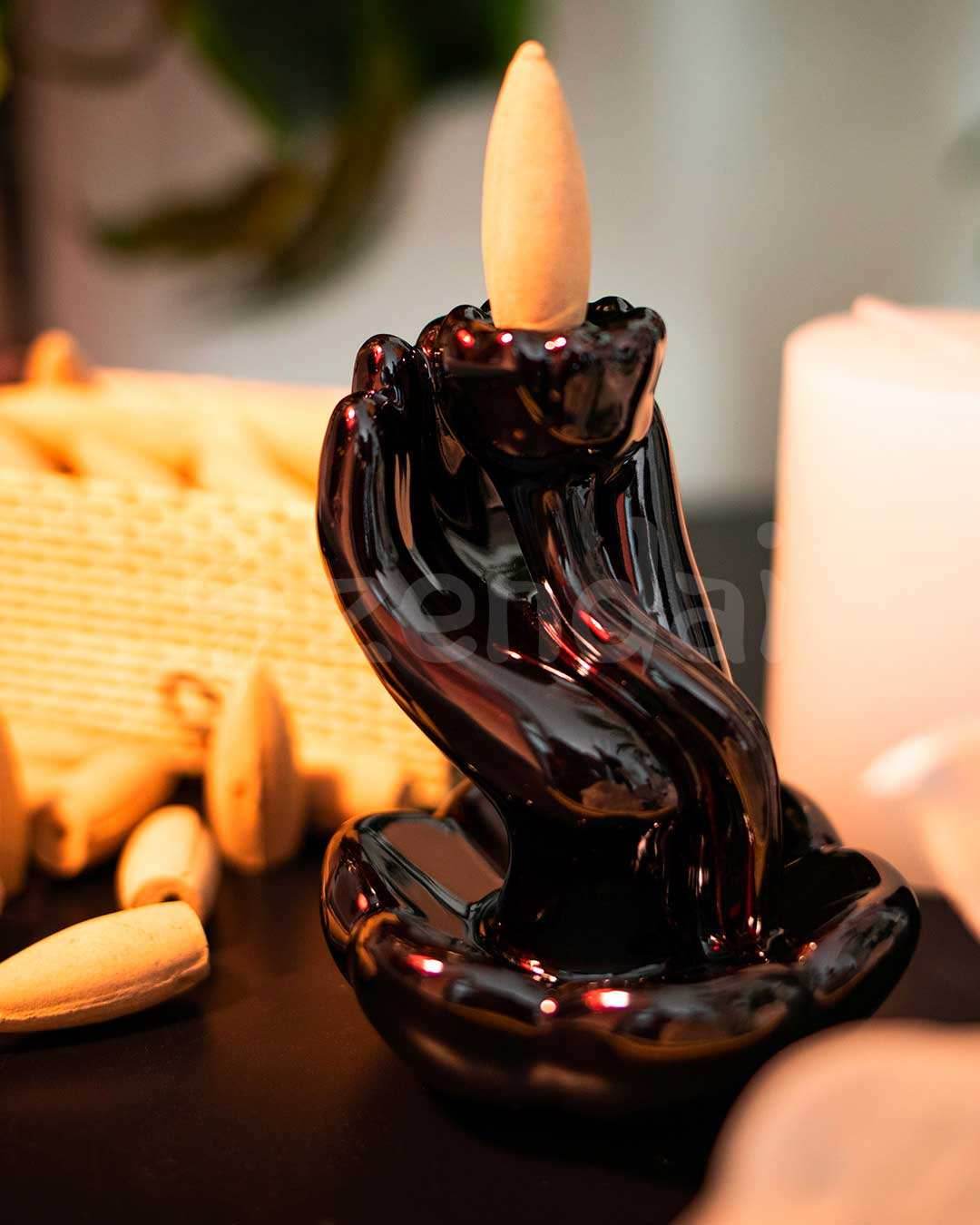 Hand & Lotus Backflow Incense Burner - 
