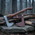 Custom Handmade Damascus steel Viking axe With Pure Leather sheath DK-0084