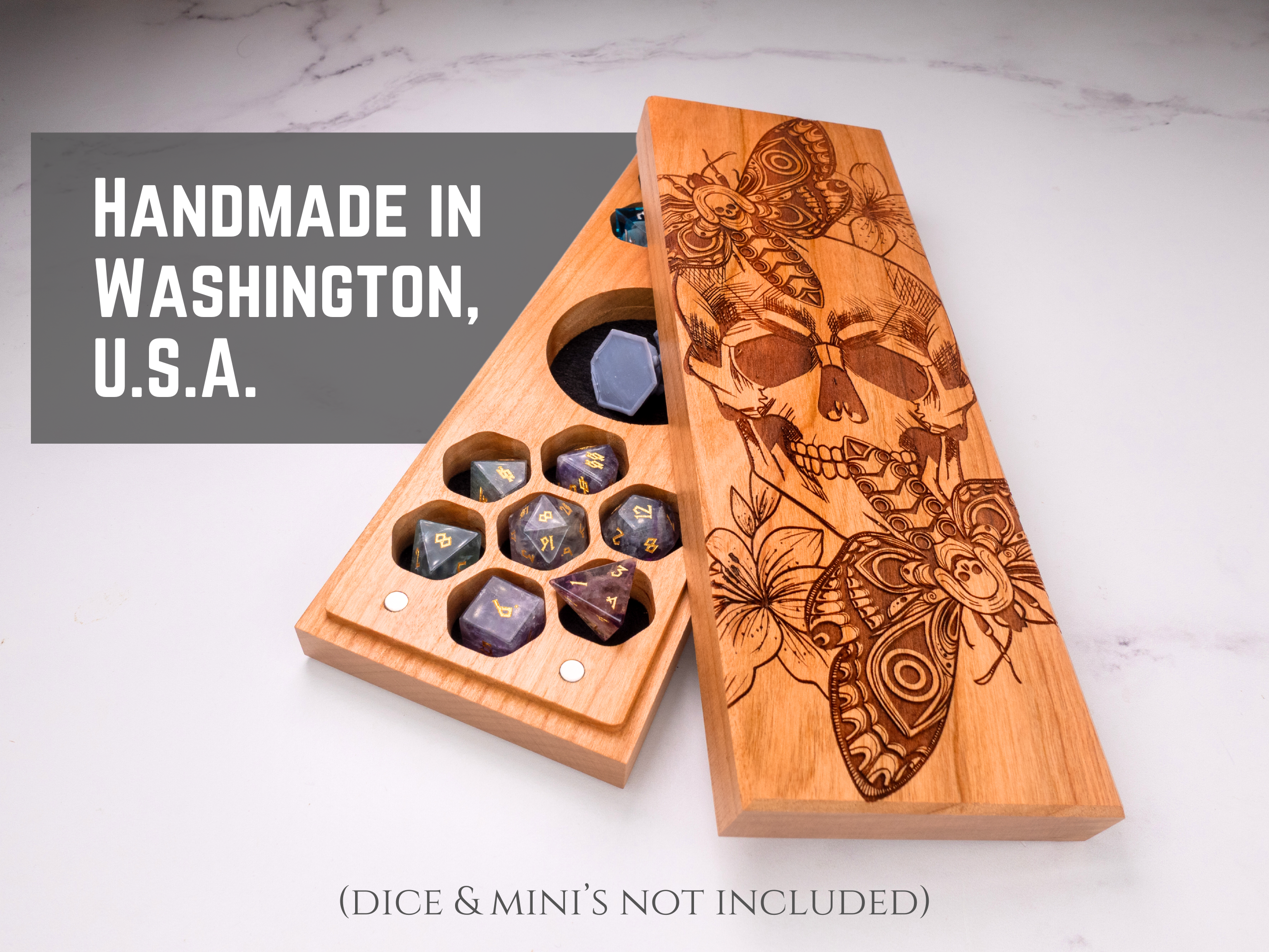 Death Head Moth | Engraved Dual Hex Dice Vault