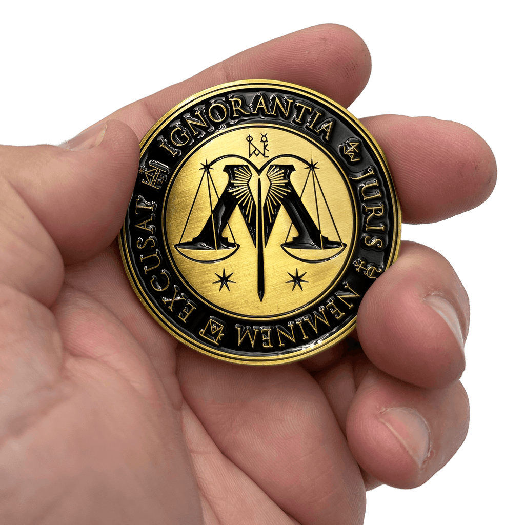 EL8-021 Department of Magical Law Enforcement DMLE Challenge Coin Antique Gold plated - 