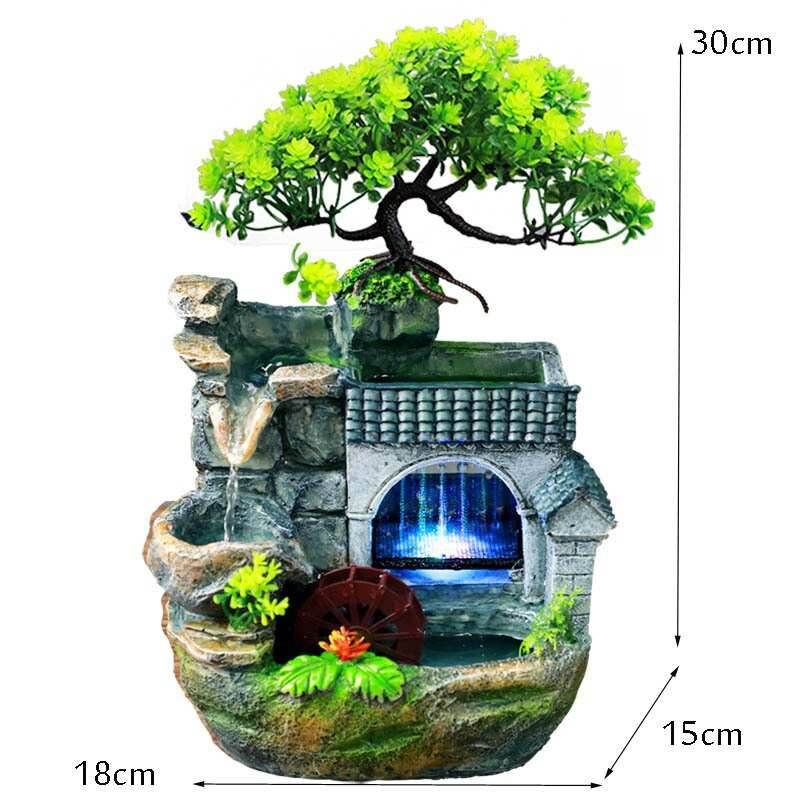 Rockery Tabletop Waterfall Bonsai Tree Fountain - US