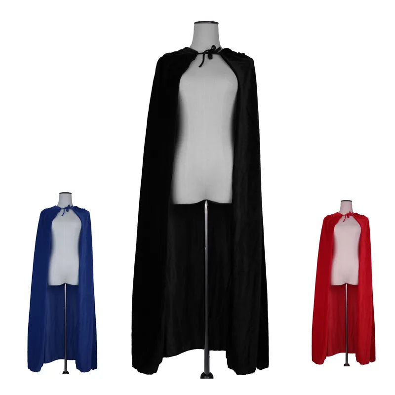 Nueva capa con capucha de Halloween para adultos, capa con capucha de terciopelo rojo y negro de princesa brujas de terciopelo, disfraz en forma de manto para Halloween