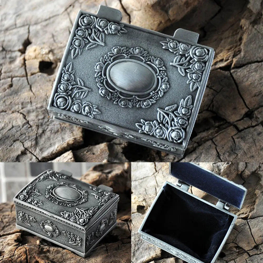 Treasure Chest Jewellery Trinket Box Storage Container Case Vintage Design 6.3x5x3cm
