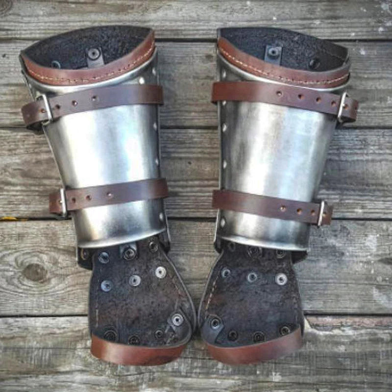 Medieval Steampunk Leather Bracer Vambraces Viking Knight War Battle Gauntlet Gloves Retro Adjustable Strap Buckle Cosplay Props