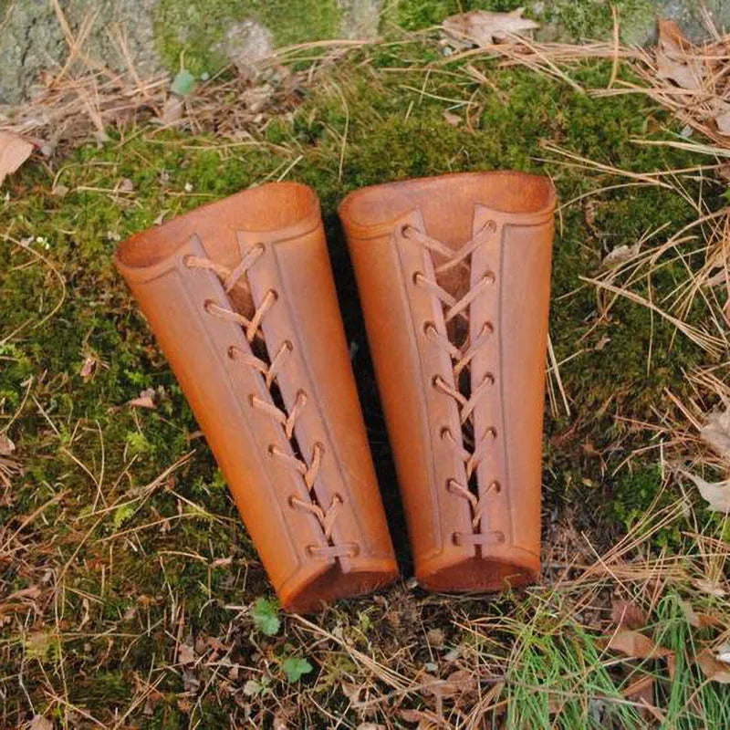 Middle Ages Viking Pirate Leather Vambrace Plain Medieval Arm Bracers For Larps Cosplay Armor Gauntlet Men Bandage Wristband Kit