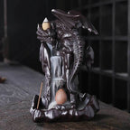 Dragon Waterfall Backflow Incense Burner Holder With LED Light Zen Crystal Ball - 