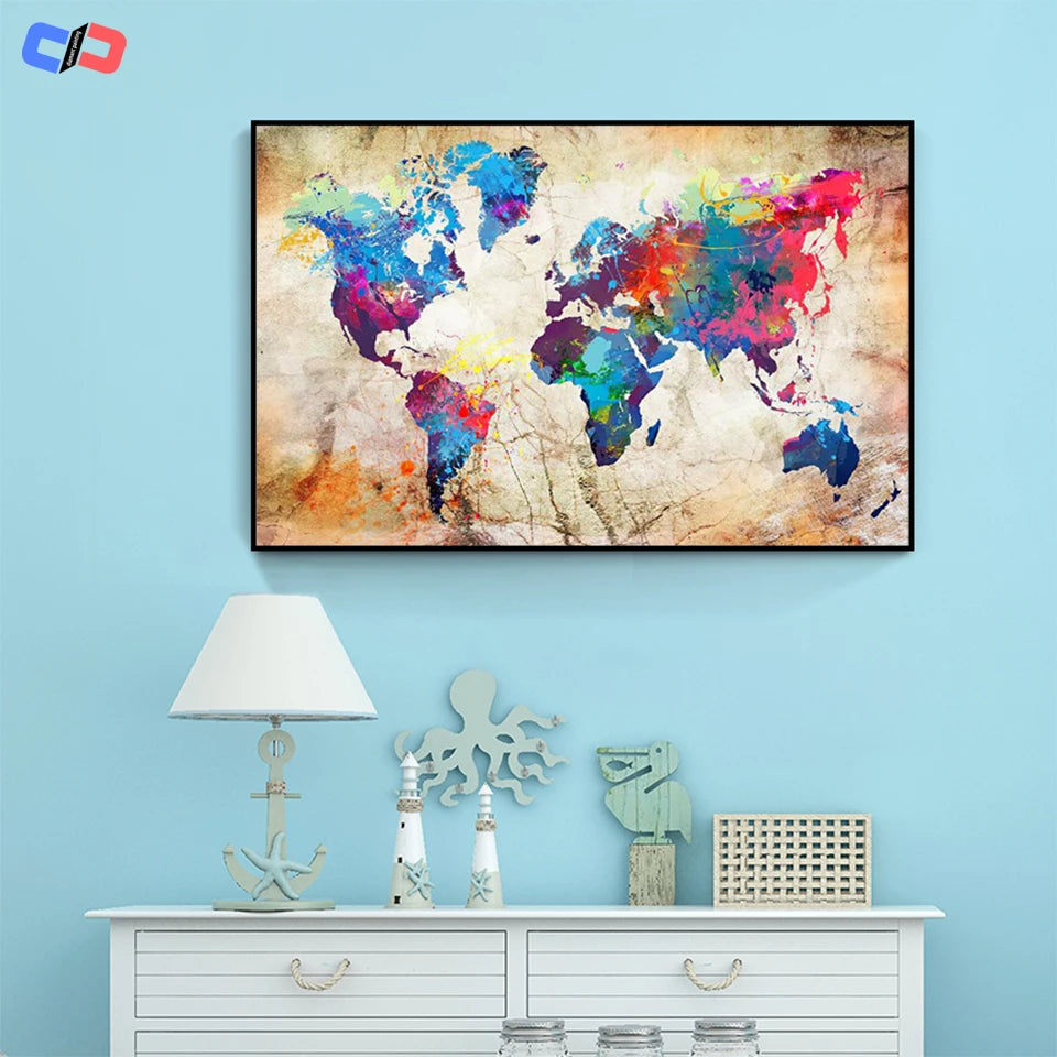 Full Square /Round Diamond Painting World Map 5D DIY Diamond Embroidery Sale Landscape Mosaic Picture Of Rhinestone Home Decor