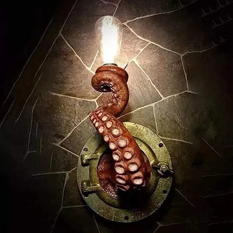 Retro Octopus Electric Light Tentacle Monsters with Bulbs Hanging on Wall Octopus Tentacle lamp Holder статуэтки для декора