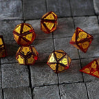Health Potion Red Zircon Glass DND Dice Set - Full Set And Free Dice Box