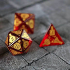 Health Potion Red Zircon Glass DND Dice Set - Full Set And Free Dice Box