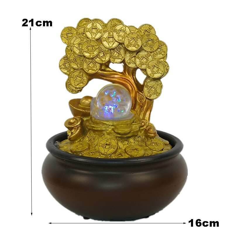 Creative Resin Gold Money Tree Water Fountain With LED - US