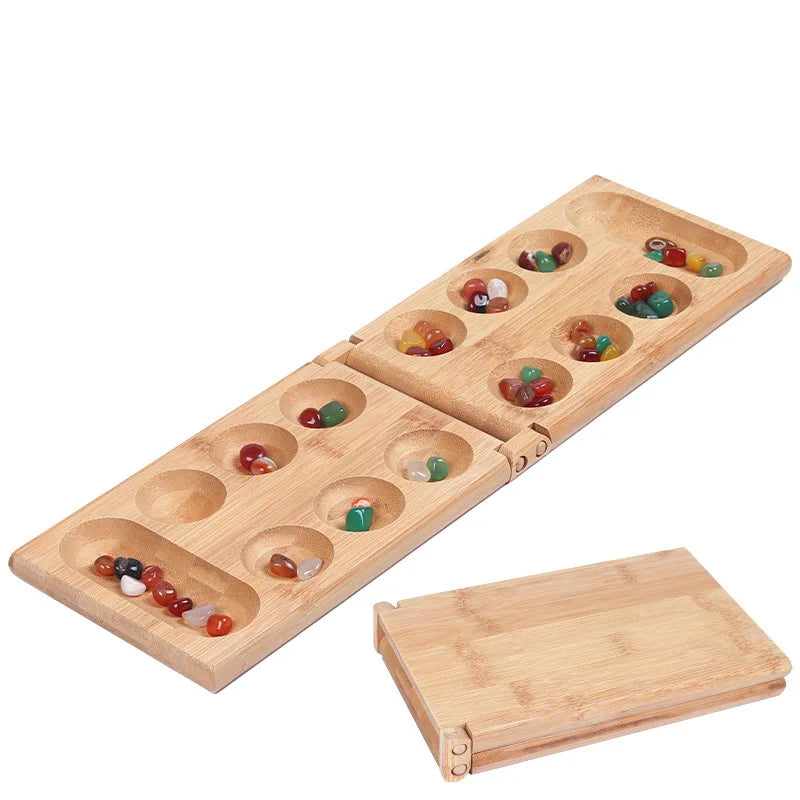 Mancala African Gem Chess Classic Strategy Puzzle Toys Party Game Folding Chess Board Children Educational Logical Thinking Toys