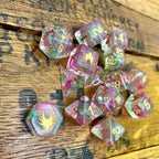 Hedronic Serenity - 14 Piece DnD Dice Set | Acrylic RPG Gaming Dice - 