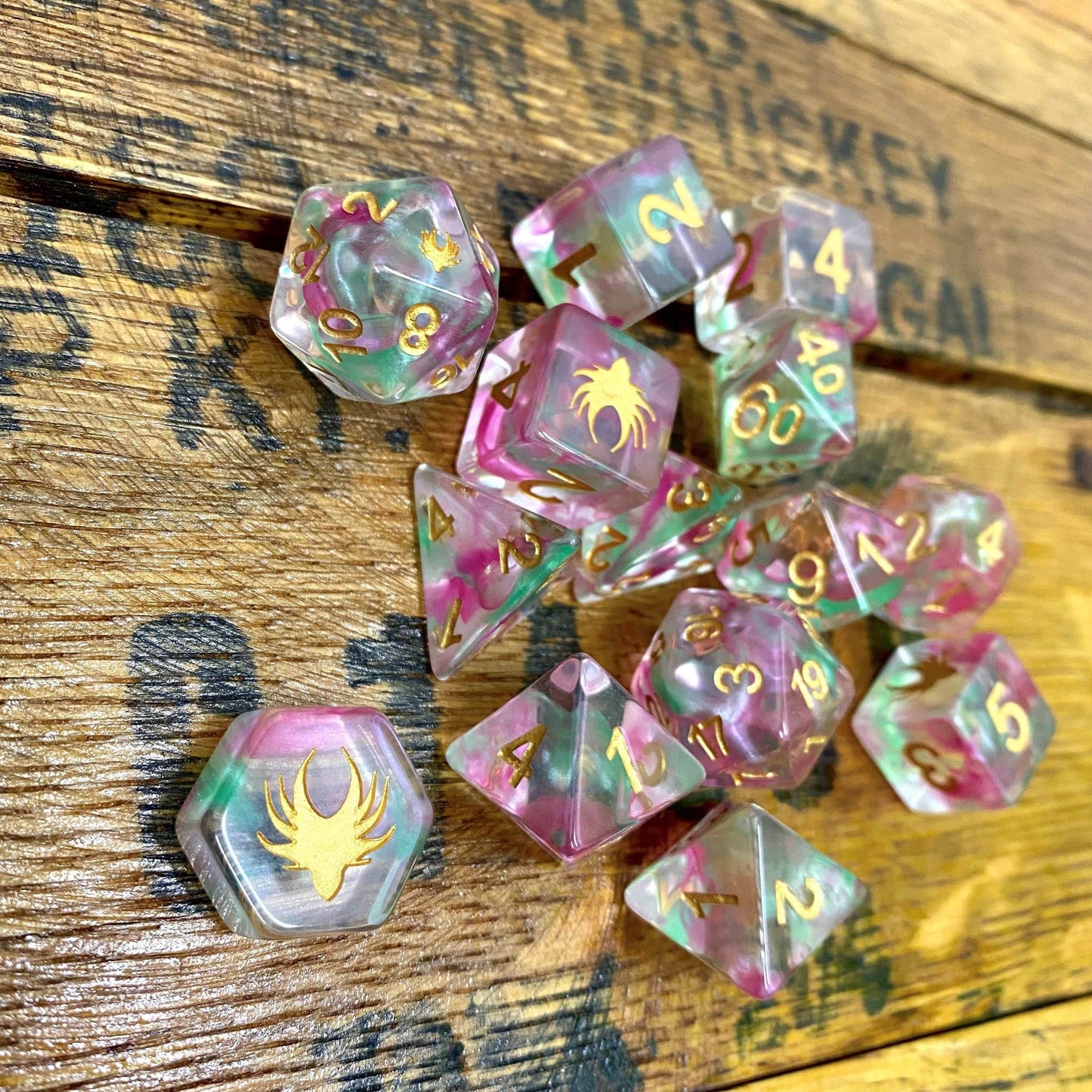 Hedronic Serenity - 14 Piece DnD Dice Set | Acrylic RPG Gaming Dice - 