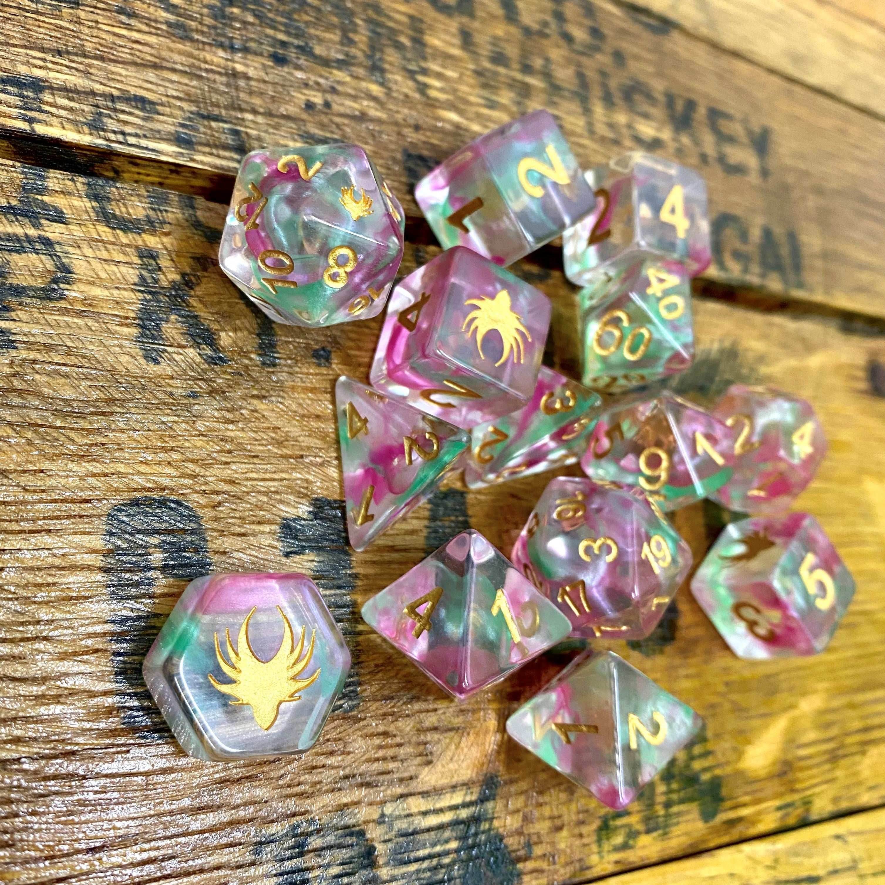 Hedronic Serenity - 14 Piece DnD Dice Set | Acrylic RPG Gaming Dice - 