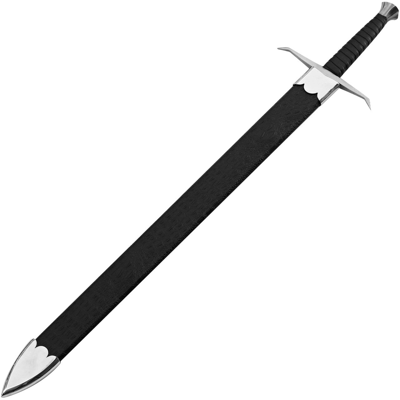 Hellion Rising 1095 High Carbon Medieval Sword with Black Leather Wrap Handle-1