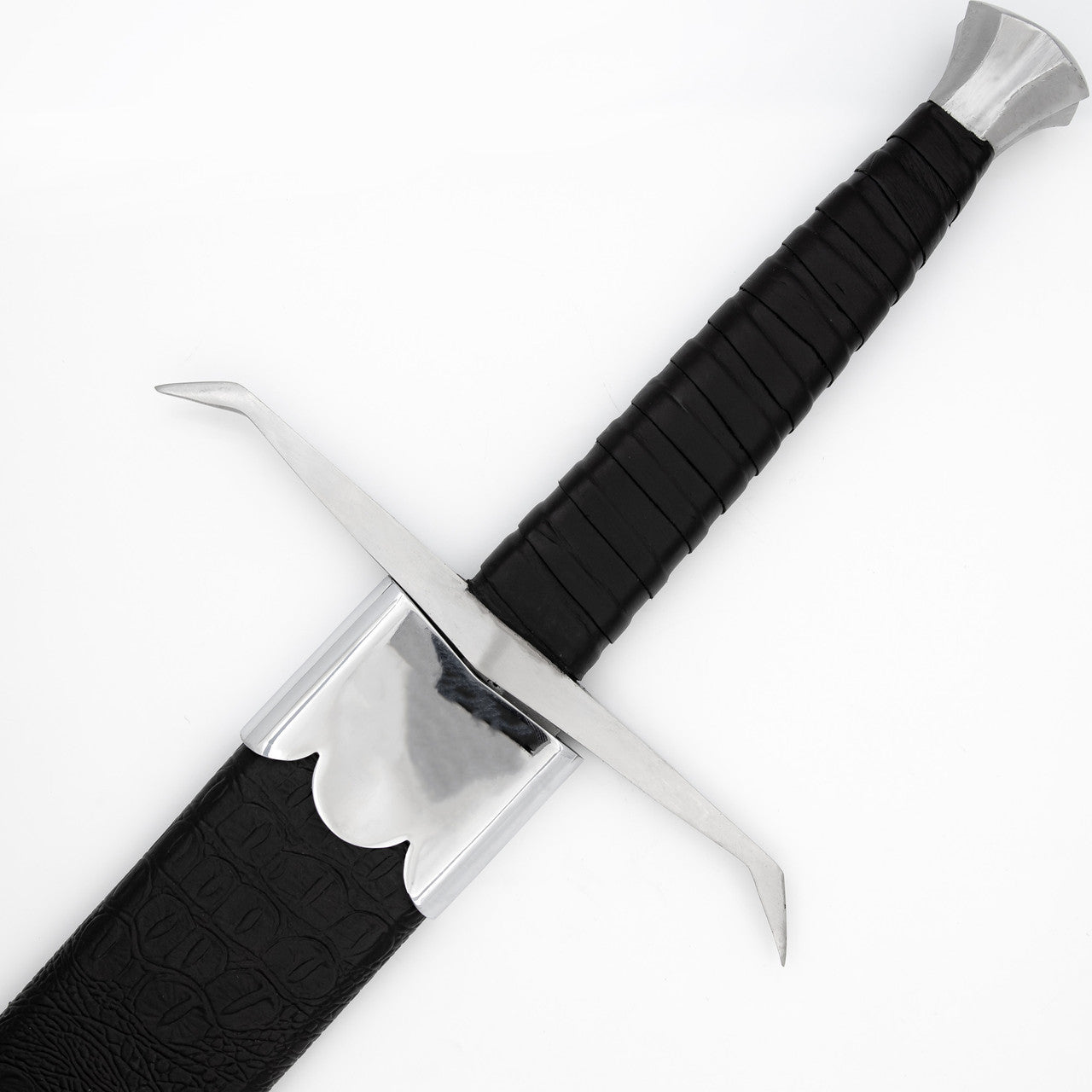 Hellion Rising 1095 High Carbon Medieval Sword with Black Leather Wrap Handle-2