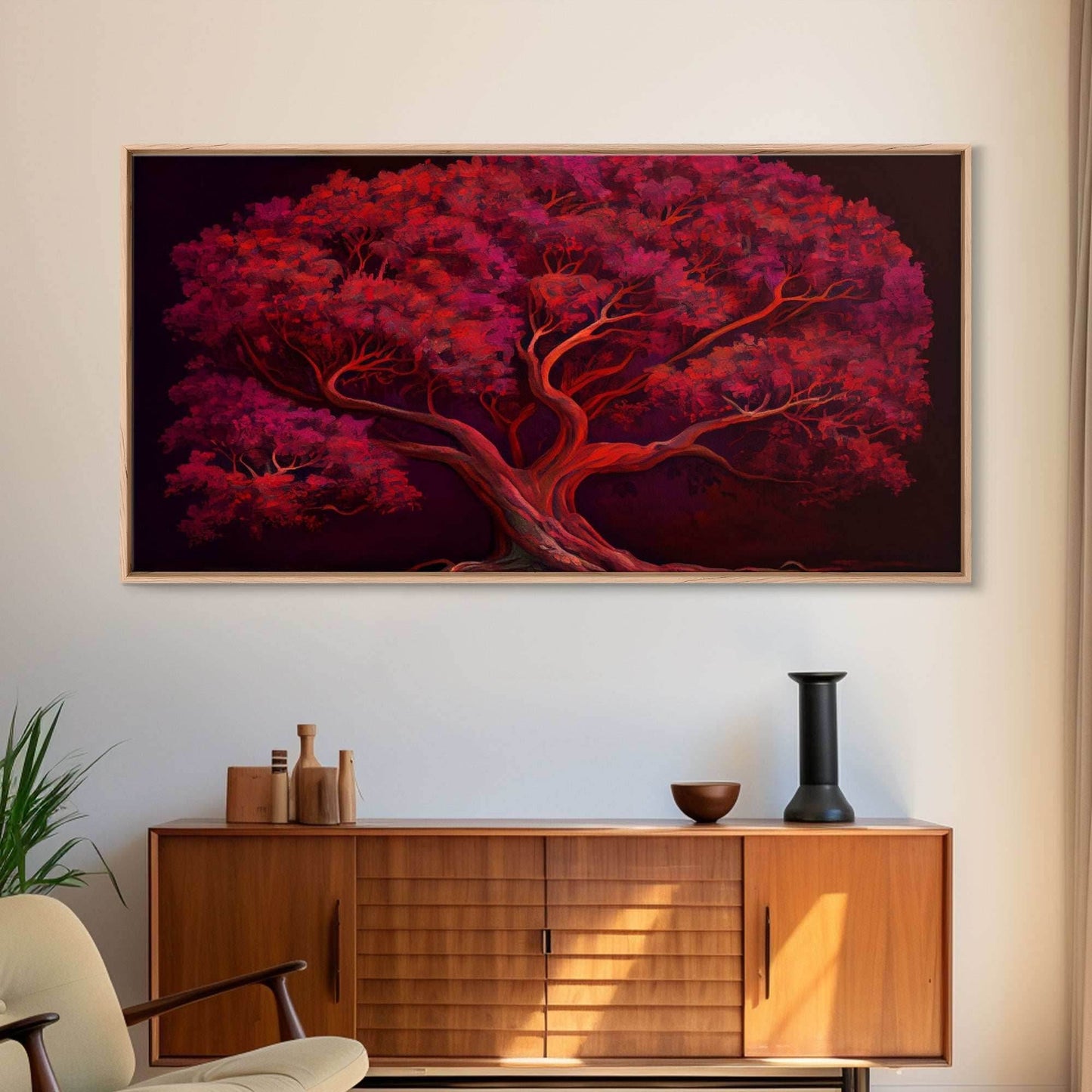 Blood red tree, fantasy horror art, framed canvas print - 10x20 Inches / Gallery Wrap Canvas - Ready To Hang