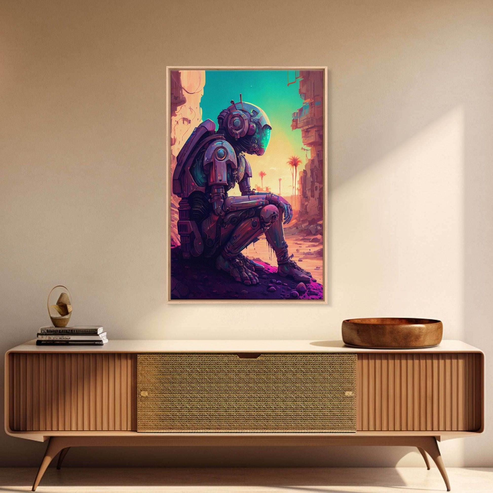 Android deep in thought, AI, fine art poster print - 8x12 Inches / Gallery Wrap Canvas - Ready To Hang