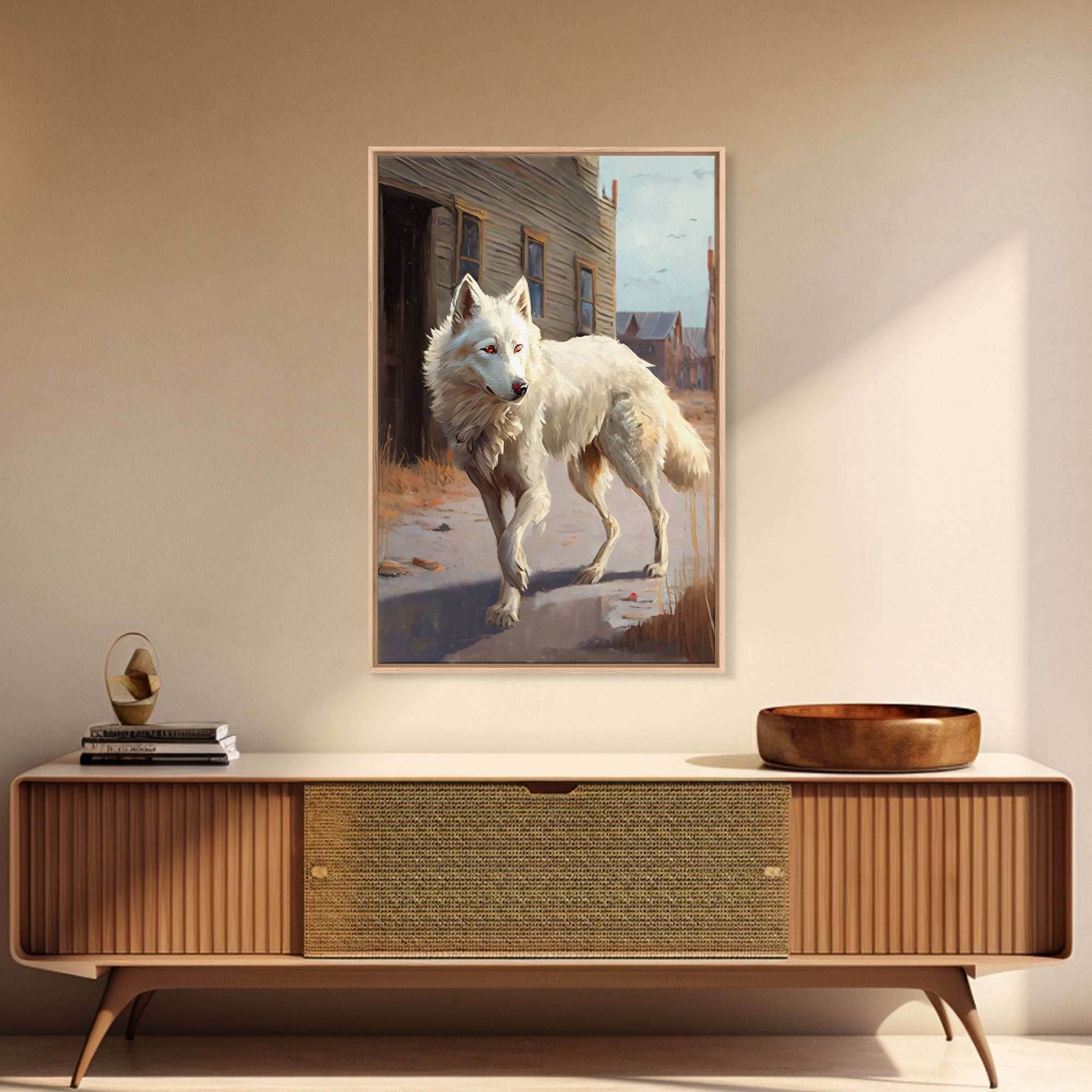 Wildwest Dire Wolf, fantasy art, framed canvas print - 8x12 Inches / Gallery Wrap Canvas - Ready To Hang