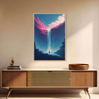 Mystical Fantasy Waterfall Purple Blue Wall Art Canvas Print - Vibrant Colorful Nature Scene Artwork - 8x12 Inches / Gallery Wrap Canvas - Ready To Hang