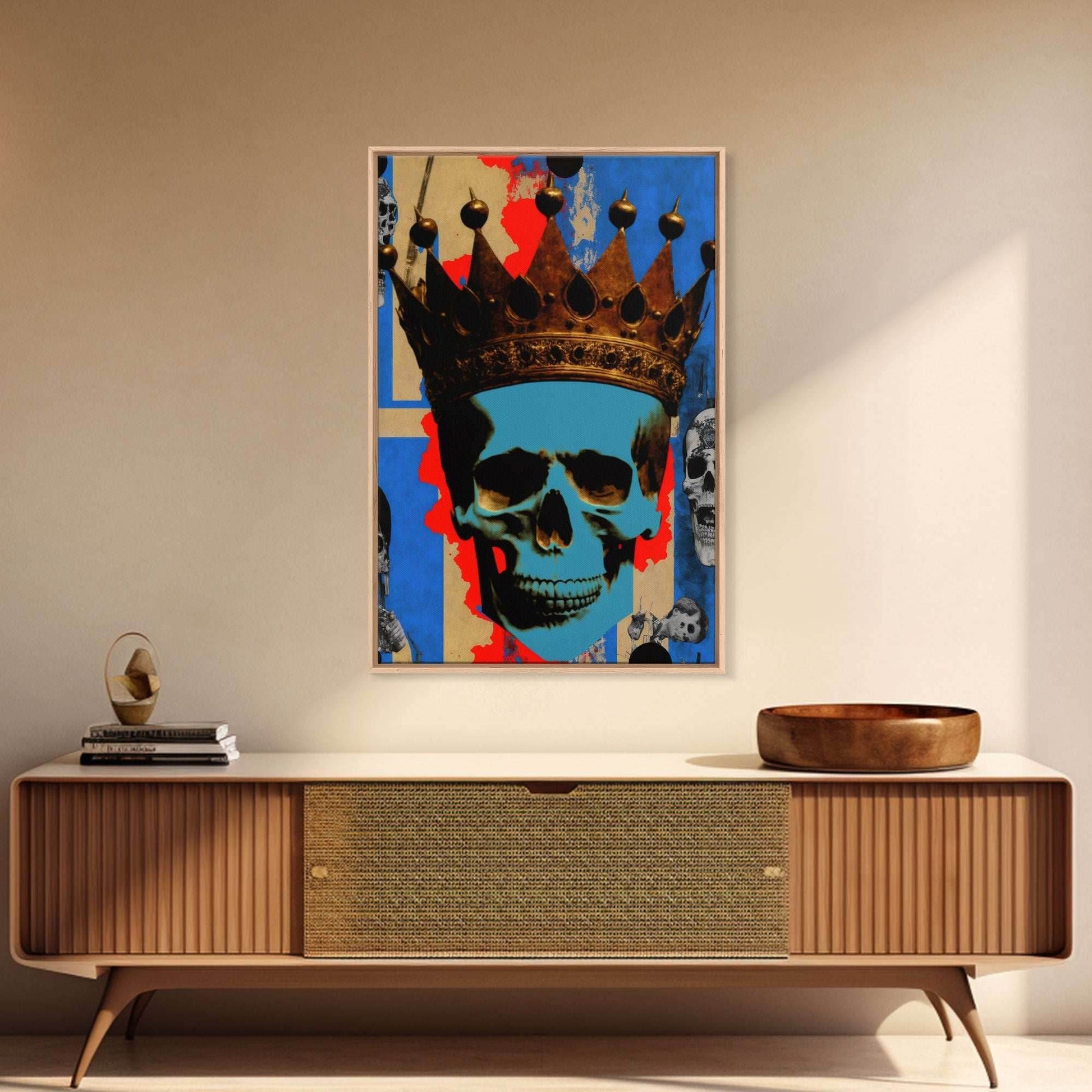 Skull With The Gold Crown, Framed Canvas Print, Unique Fantasy Undead Wall Art - 8x12 Inches / Gallery Wrap Canvas - Ready To Hang