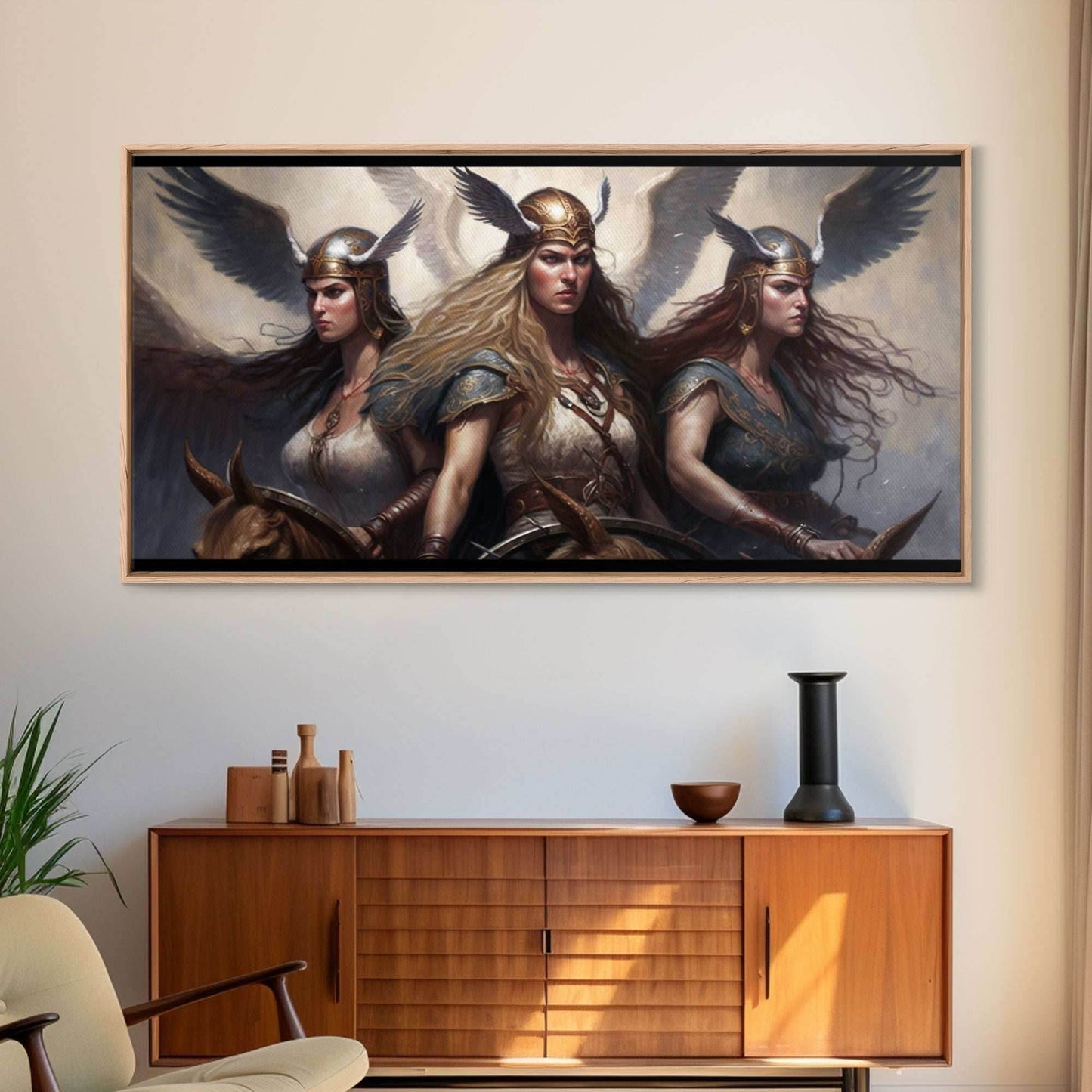 The Valkyries, Norse Mythology, Framed Canvas Print, Norse Fantasy Art - 10x20 Inches / Gallery Wrap Canvas - Ready To Hang