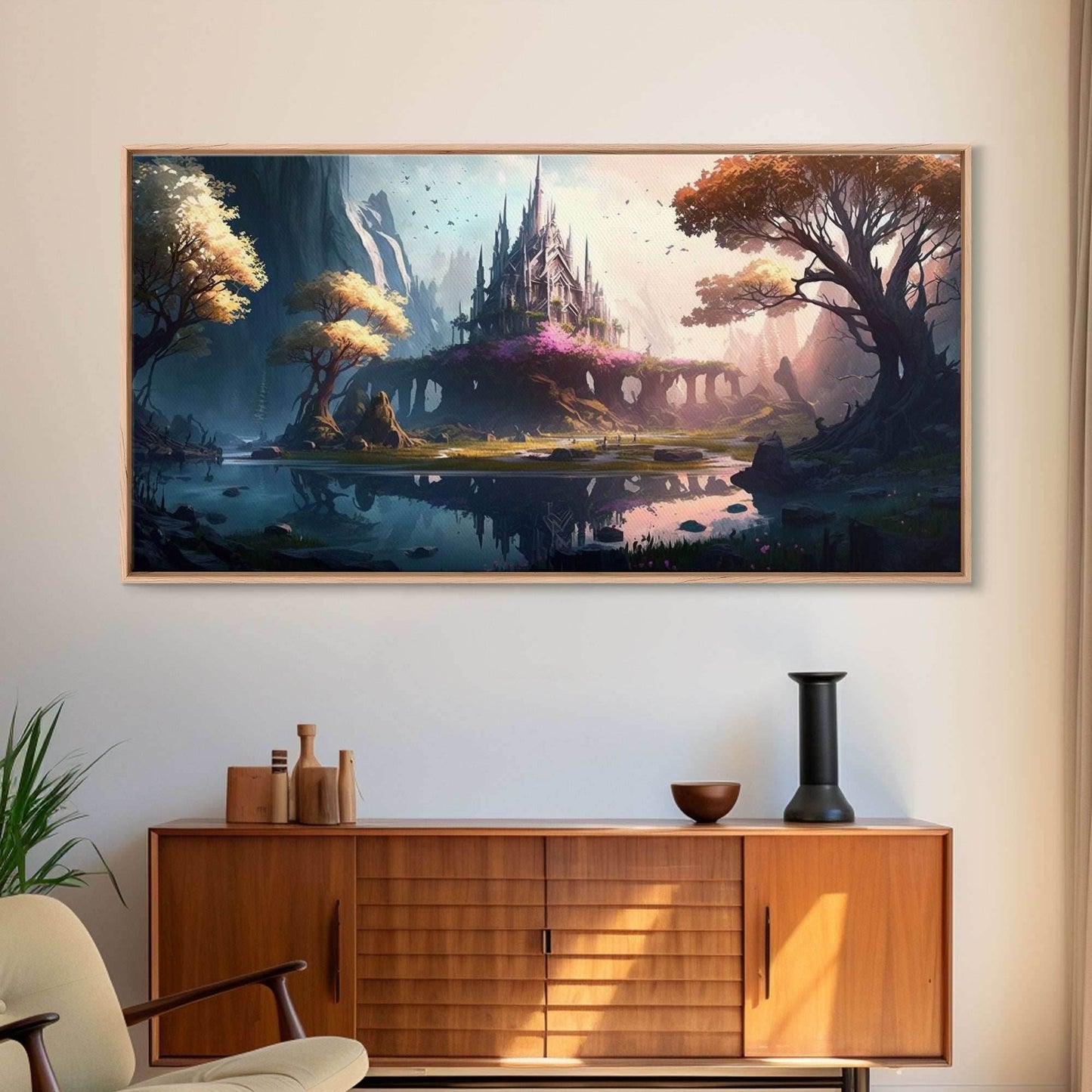 Norse Mythology Art, Alfheim Realm of the Light Elves, Framed Canvas Print, Fantasy Wall Art - 10x20 Inches / Gallery Wrap Canvas - Ready To Hang