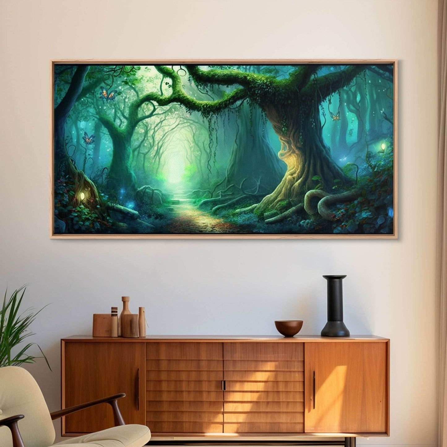 Beautiful magical fairy forest, Framed canvas print, Fantasy forest wall art Enchanted forest, Fantasy Home Decor - 10x20 Inches / Gallery Wrap Canvas - Ready To Hang