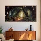 Path Through A Magical Enchanted Fairy Forest, Fantasy Art, Framed Canvas Print, Enchanted Forest Fantasy Art - 10x20 Inches / Gallery Wrap Canvas - Ready To Hang