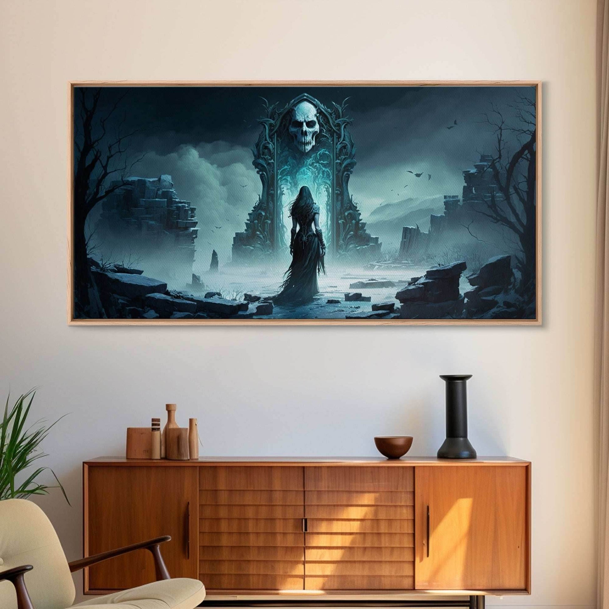 Doorway to Niflheim, Land of Mist and the Dead, Norse Mythology Fantasy Art, Framed Canvas Print, Fantasy Decor - 10x20 Inches / Gallery Wrap Canvas - Ready To Hang