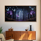 Glowing Butterflies, Framed Canvas Print, Fantasy Decor, High Fantasy Canvas Art, Fairy Forest - 10x20 Inches / Gallery Wrap Canvas - Ready To Hang