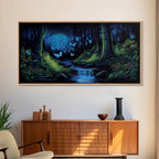 Enchanted Forest Painting, Fantasy Art, Fairy House, Fantasy, Woodland Decor, Woods, Forest, Fairy Forest with Blue Butterflies - 10x20 Inches / Gallery Wrap Canvas - Ready To Hang