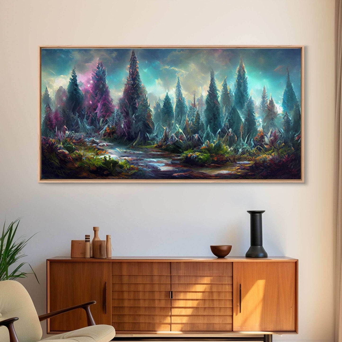 Trippy wall art canvas print, psychedelic wall art, Panoramic nature landscape wall art, fantasy art - 10x20 Inches / Gallery Wrap Canvas - Ready To Hang