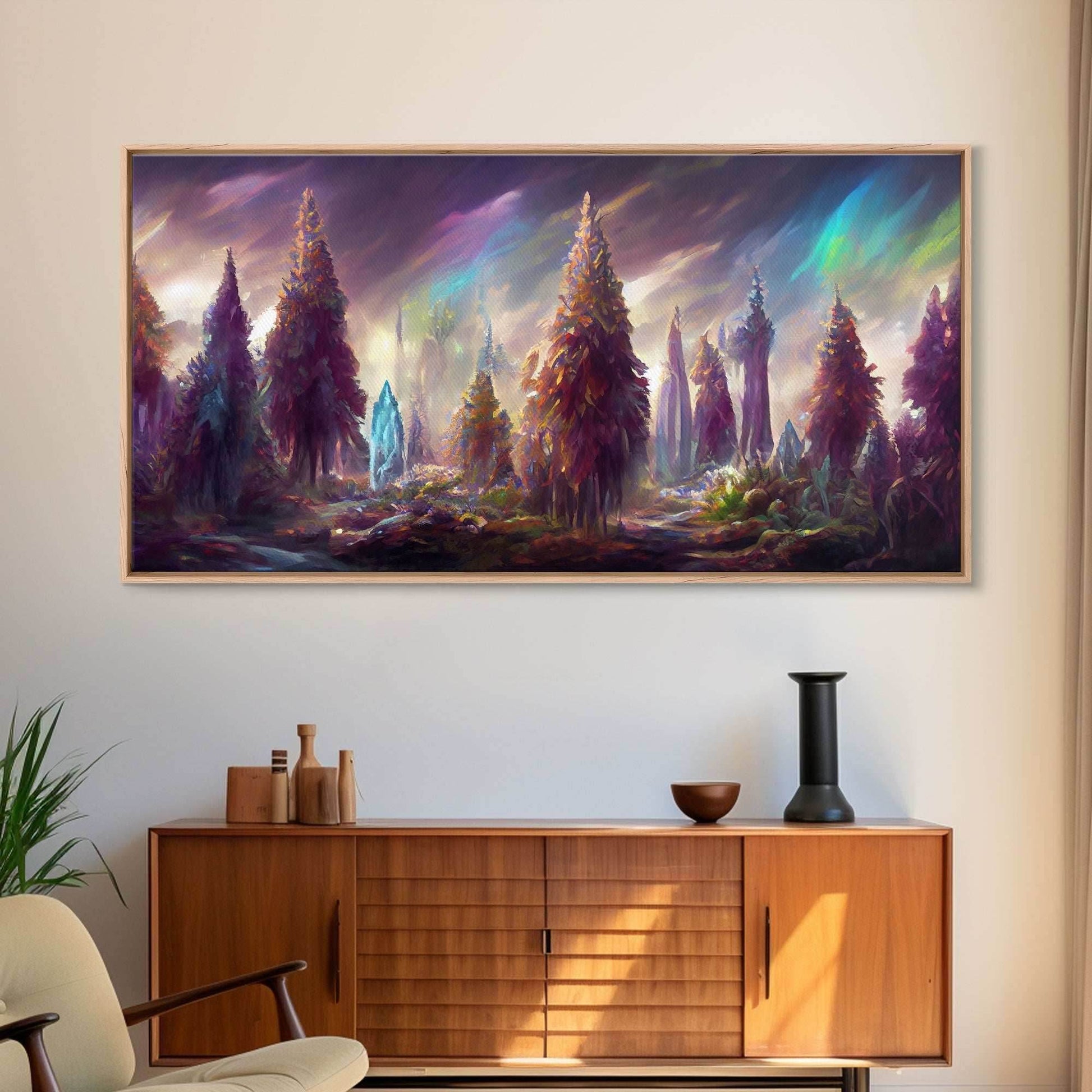 Psychedelic wall art canvas print, trippy wall art, Panoramic nature landscape wall art, fantasy art - 10x20 Inches / Gallery Wrap Canvas - Ready To Hang