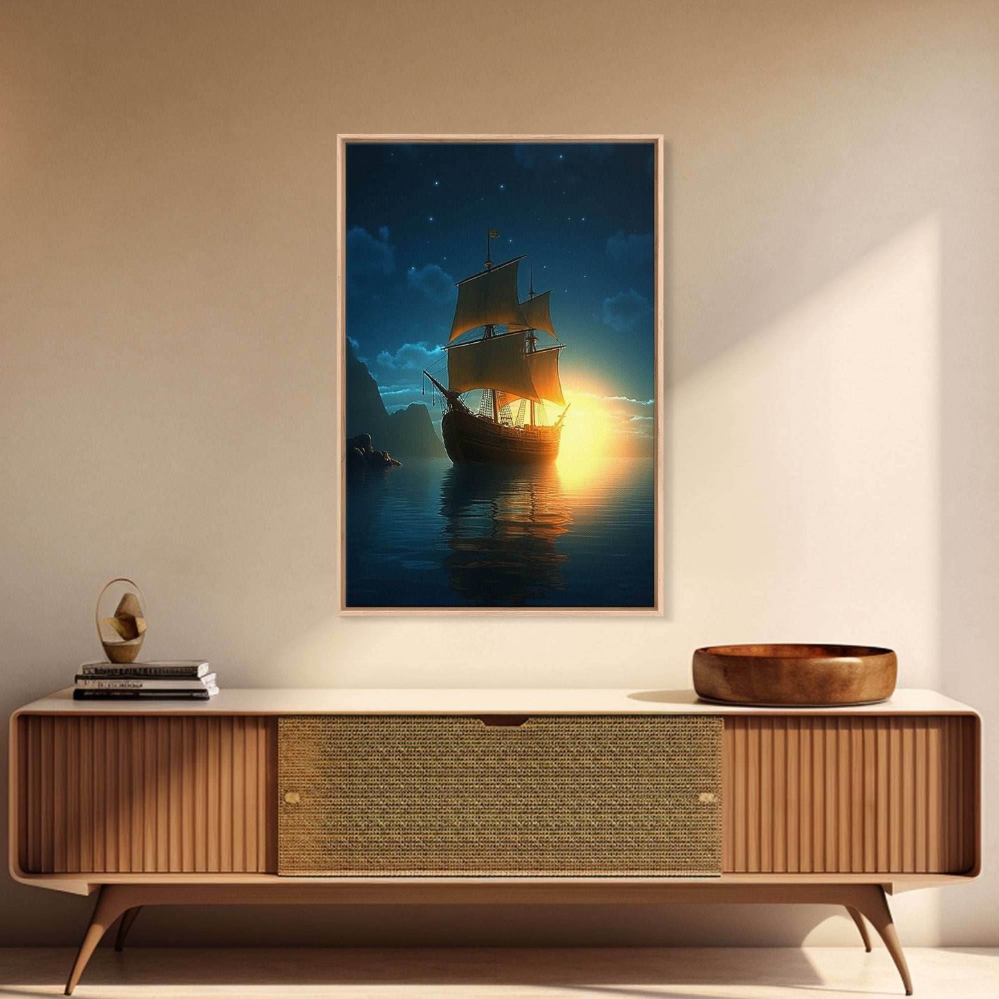 Gothic Pirate Ghost Ship, Framed Canvas Print, Fantasy Wall Art, Wall Decor, Pirate Wal Art, Gift For Him, Kid's Room Art - 8x12 Inches / Gallery Wrap Canvas - Ready To Hang