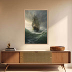 Haunted Pirate Ghost Ship On Rough Seas, Framed Canvas Print, Fantasy Wall Art, Wall Decor, Pirate Wal Art, Gift For Him, Kid's Room - 8x12 Inches / Gallery Wrap Canvas - Ready To Hang