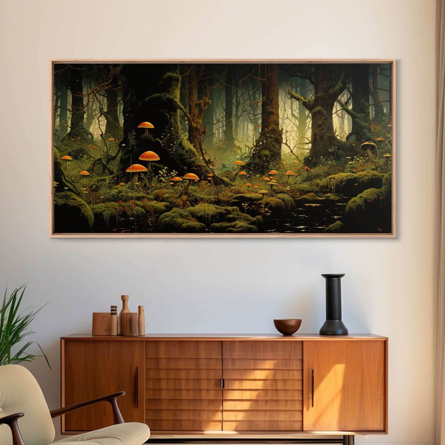 Mushroom Wall Art, Fantasy Forest, Tree Art, Enchanted Forest, Panoramic Art, Wall Art, Canvas Art, Landscape Art, Game Room Decor, Prints - 10x20 Inches / Gallery Wrap Canvas - Ready To Hang