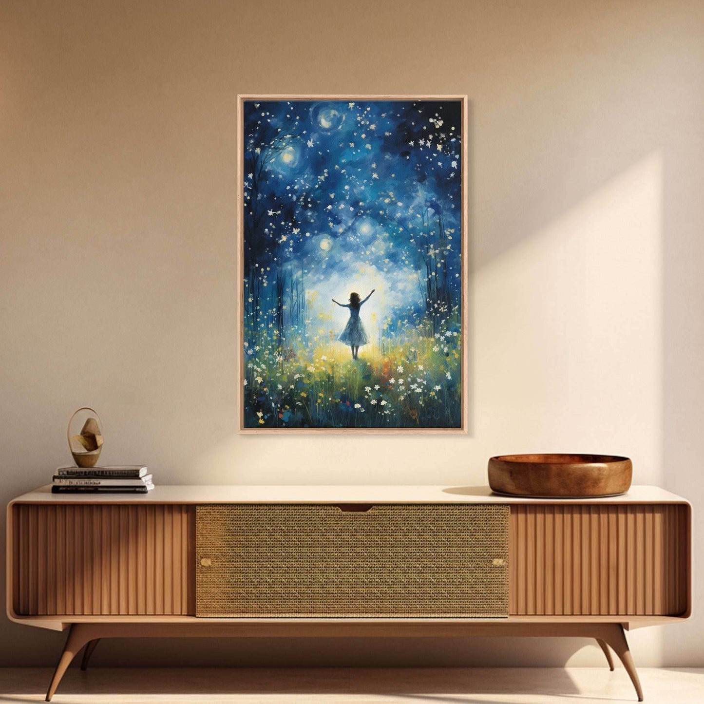 Firefly Art, Fantasy Art, Girl In Forest, Teen Girl Room Decor, Canvas Print, Wall Art, Vertical Print, Unique Wall Decor, Engagement Gift - 8x12 Inches / Gallery Wrap Canvas - Ready To Hang